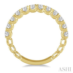 1 Ctw Lattice Round Cut Diamond Wedding Band in 14K Yellow Gold