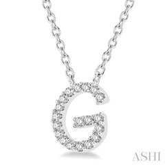 1/20 Ctw Initial 'G' Round Cut Diamond Pendant With Chain in 10K White Gold