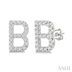 1/8 Ctw Initial 'B' Single Cut Diamond Earrings in 10K White Gold