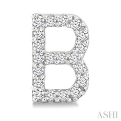 1/8 Ctw Initial 'B' Single Cut Diamond Earrings in 10K White Gold