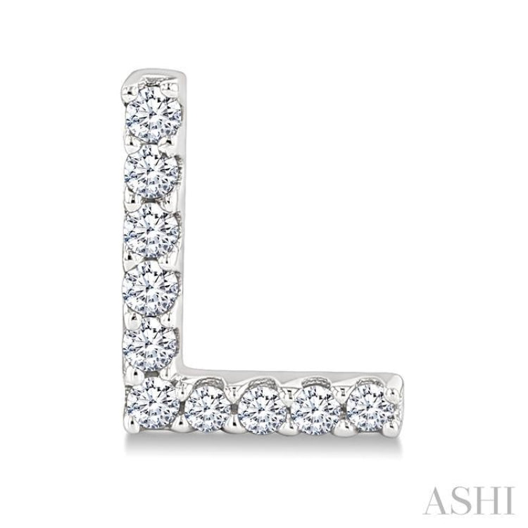 1/10 Ctw Initial 'L' Single Cut Diamond Earrings in 10K White Gold