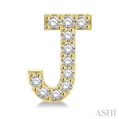 1/10 Ctw Initial 'J' Single Cut Diamond Earrings in 10K Yellow Gold