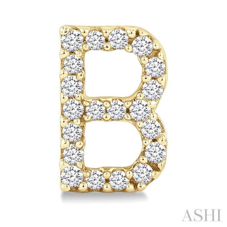 1/8 Ctw Initial 'B' Single Cut Diamond Earrings in 10K Yellow Gold