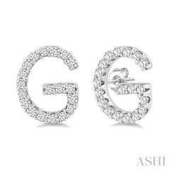 1/8 Ctw Initial 'G' Single Cut Diamond Earrings in 10K White Gold
