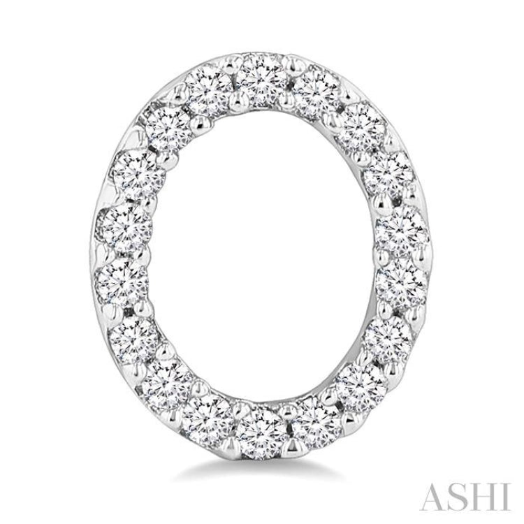 1/10 Ctw Initial 'O' Single Cut Diamond Earrings in 10K White Gold