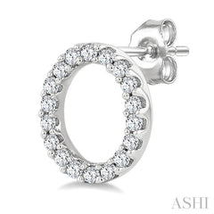 1/10 Ctw Initial 'O' Single Cut Diamond Earrings in 10K White Gold