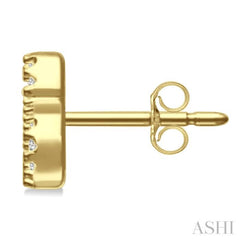 1/10 Ctw Initial 'S' Single Cut Diamond Earrings in 10K Yellow Gold