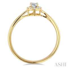 5x3 MM Oval Shape White Topaz and 1/20 Ctw Single Cut Diamond Halo Semi-Precious Ring in 14K Yellow Gold