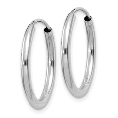 14k White Gold 2x20mm Polished Round Endless Tube Hoop Earrings