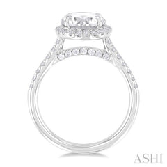 1/2 Ctw Circular Shape Round Cut Diamond Halo Semi-Mount Engagement Ring in 14K White Gold