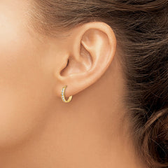 14k Madi K CZ 2x11mm Hinged Hoop Earrings