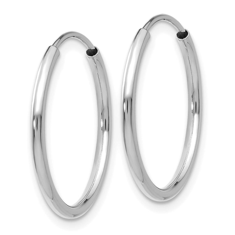 14k White Gold 1.5x17mm Polished Endless Tube Hoop Earrings