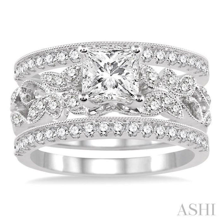3/4 Ctw Diamond Semi-mount Ring Set in 14K White Gold