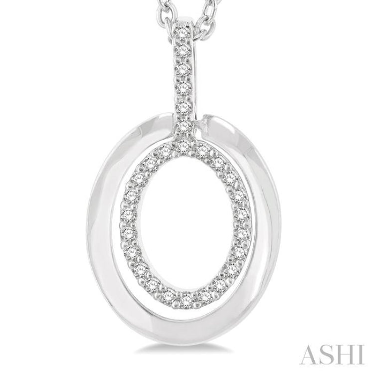 1/10 Ctw Petite Twin Oval Round Cut Diamond Fashion Pendant With Chain in 10K White Gold