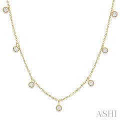 1/2 Ctw Circular Accent Rose Cut Diamond Station Necklace in 14K Yellow Gold