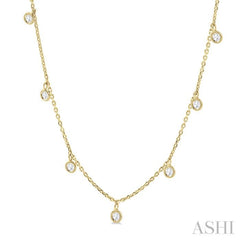 1/2 Ctw Circular Accent Rose Cut Diamond Station Necklace in 14K Yellow Gold
