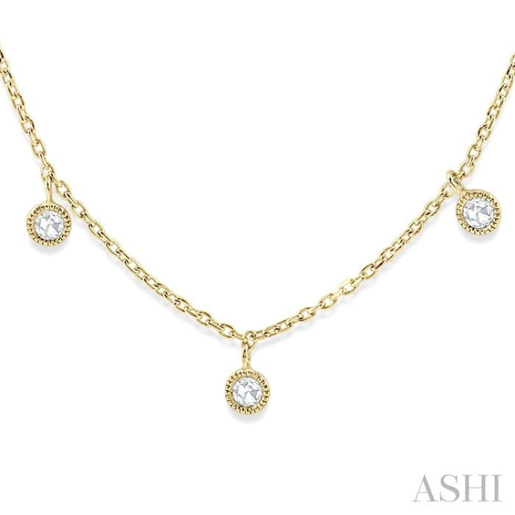 1/2 Ctw Circular Accent Rose Cut Diamond Station Necklace in 14K Yellow Gold