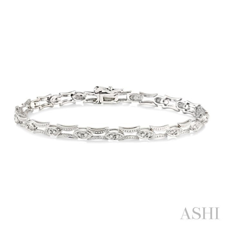 1/3 Ctw Marquise Shape Single Cut Diamond Link Bracelet in 10K White Gold