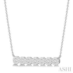 1/2 Ctw Circular Mount Bar Lovebright Round Cut Diamond Necklace in 14K White Gold
