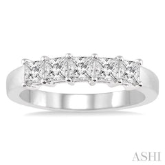 1 Ctw Princess Cut Diamond Wedding Band in 14K White Gold