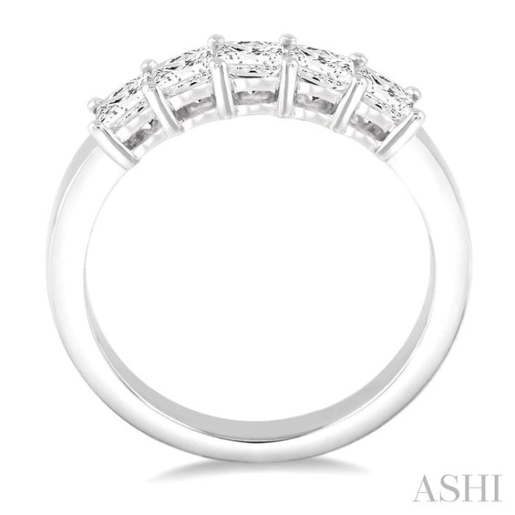 1 Ctw Princess Cut Diamond Wedding Band in 14K White Gold