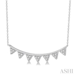 1/10 Ctw Triangle Round Cut Diamond Geometric Pendant With Link Chain in 10K White Gold