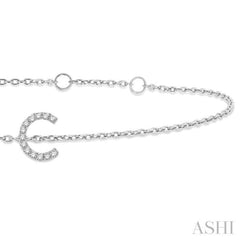 1/20 Ctw Initial 'C' Round Cut Diamond Bracelet in 10K White Gold