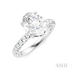 1/3 Ctw Oval Shape Round Cut Diamond Semi-Mount Engagement Ring in 14K White Gold