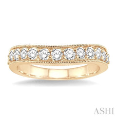 1 Ctw Round Cut Diamond 'V' Shape Band in 14K Yellow Gold