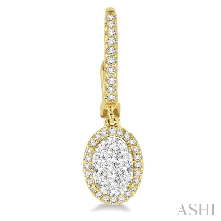 5/8 Ctw Oval Shape Diamond Lovebright Earrings in 14K Yellow and White Gold