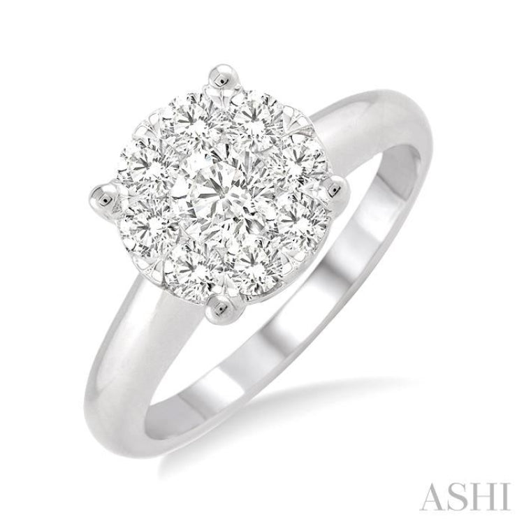 3/4 Ctw Lovebright Round Cut Diamond Bridal Ring in 14K White Gold
