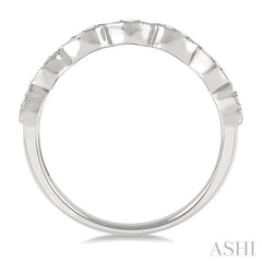 1/10 Ctw Pear and Rhombus Shape Lattice Round Cut Diamond Wedding Band in 14K White Gold