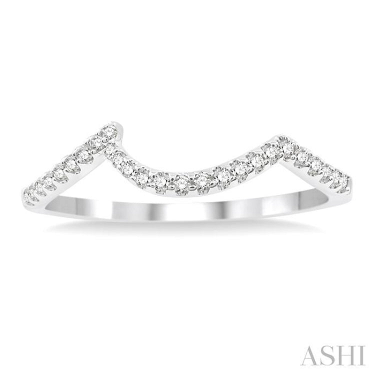 1/10 Ctw Round Cut Diamond Wedding Band in 14K White Gold