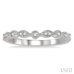 1/10 Ctw Marquise and Circular Lattice Round Cut Diamond Wedding Band in 14K White Gold