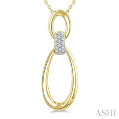 1/10 Ctw Twin Oval Link Round Cut Diamond Pendant With Chain in Yellow Gold Vermeil