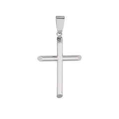 14K White Gold Tapered Edge Cross