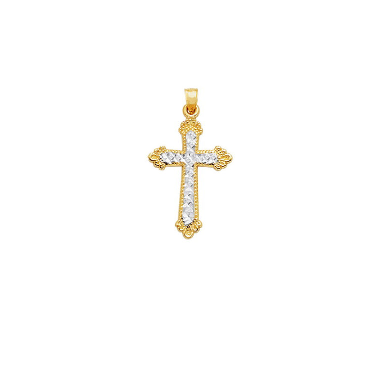 14K Gold Vintage Diamond Cut Cross