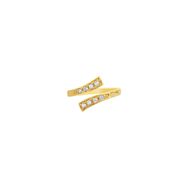 14K Gold Bypass CZ Toe Ring