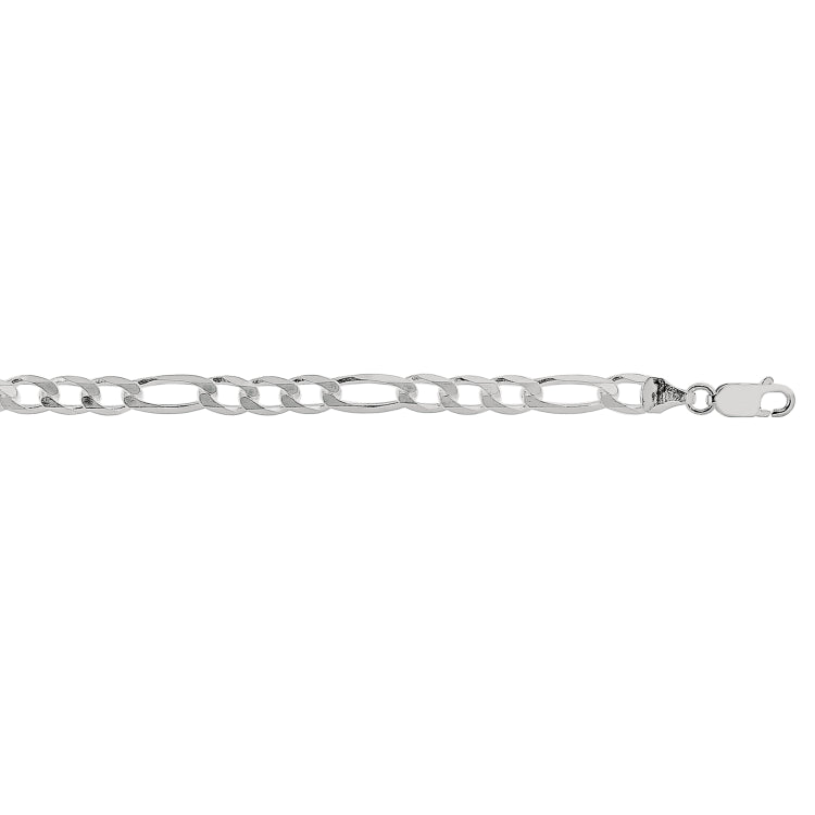 Sterling Silver 20in Diamond Cut/ Textured Figaro Chain with Lobster Clasp