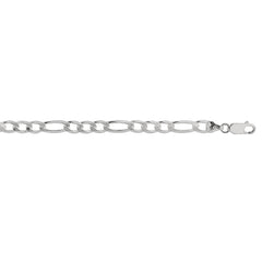 Sterling Silver 20in Diamond Cut/ Textured Figaro Chain with Lobster Clasp