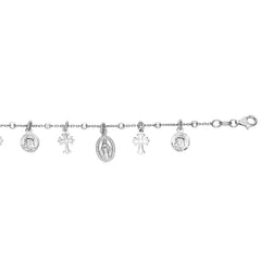Sterling Silver 7.25in Diamond Cut/ Textured Bracelet with Lobster Clasp