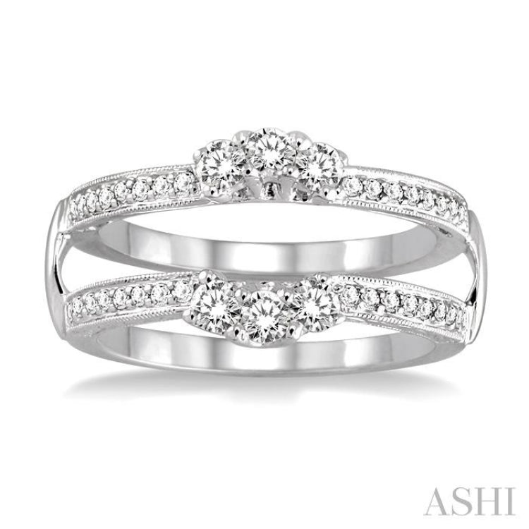 1/2 ctw Round Cut Diamond Insert Ring in 14K White Gold.