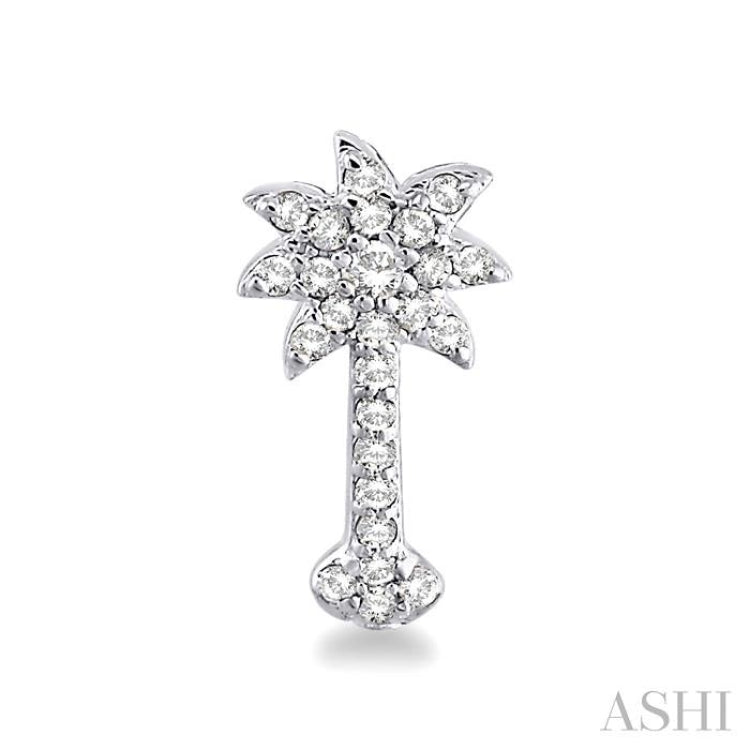 1/4 ctw Round Cut Diamond Palm Tree Earrings in 14K White Gold