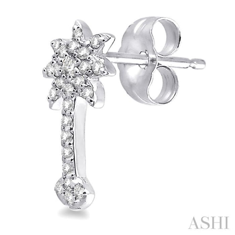 1/4 ctw Round Cut Diamond Palm Tree Earrings in 14K White Gold