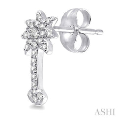 1/4 ctw Round Cut Diamond Palm Tree Earrings in 14K White Gold