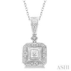 1/20 ctw Single Cut Diamond Vintage Pendant in Sterling Silver With Chain