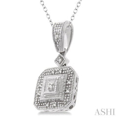 1/20 ctw Single Cut Diamond Vintage Pendant in Sterling Silver With Chain