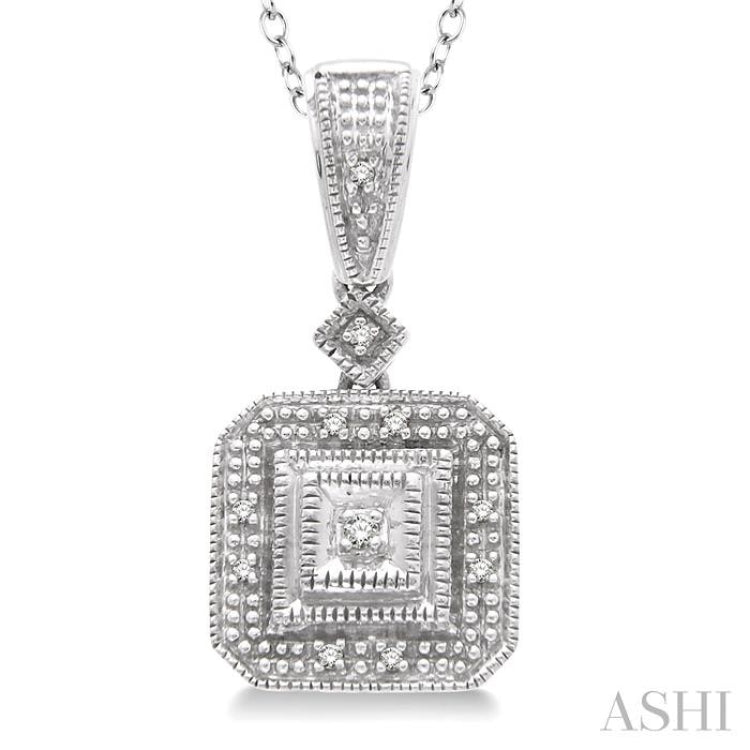1/20 ctw Single Cut Diamond Vintage Pendant in Sterling Silver With Chain