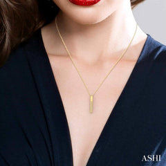 1/10 ctw Round Cut Diamond Stick Pendant in 10K Yellow Gold with Chain