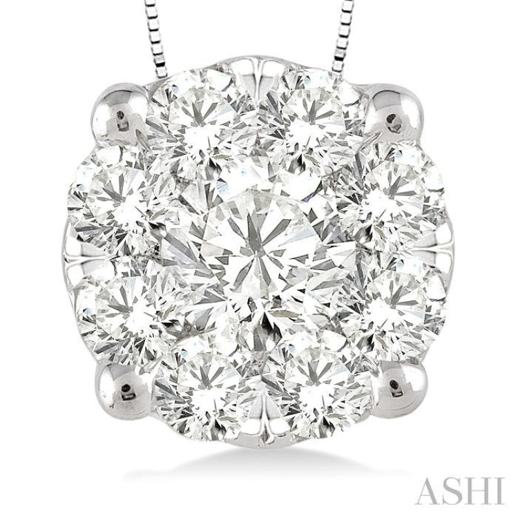 3/4 ctw Lovebright Round Cut Diamond Pendant in 14K White Gold with Chain